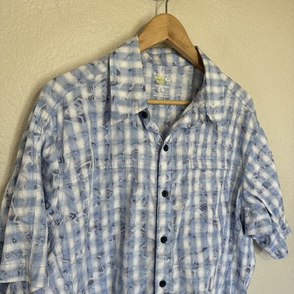 Mountain Hardwear Shirt Men L Blue Button Front Quick Dry Outdoor Active Travel - Picture 2 of 8